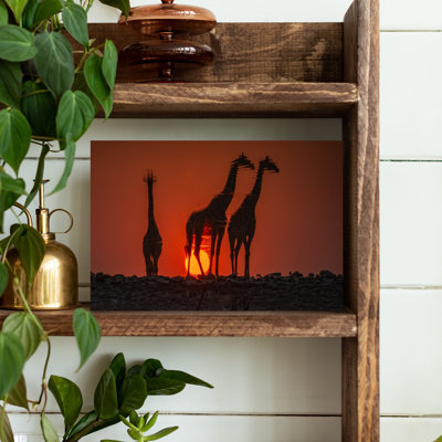 Girafe au coucher du soleil, art mural abstrait contemporain