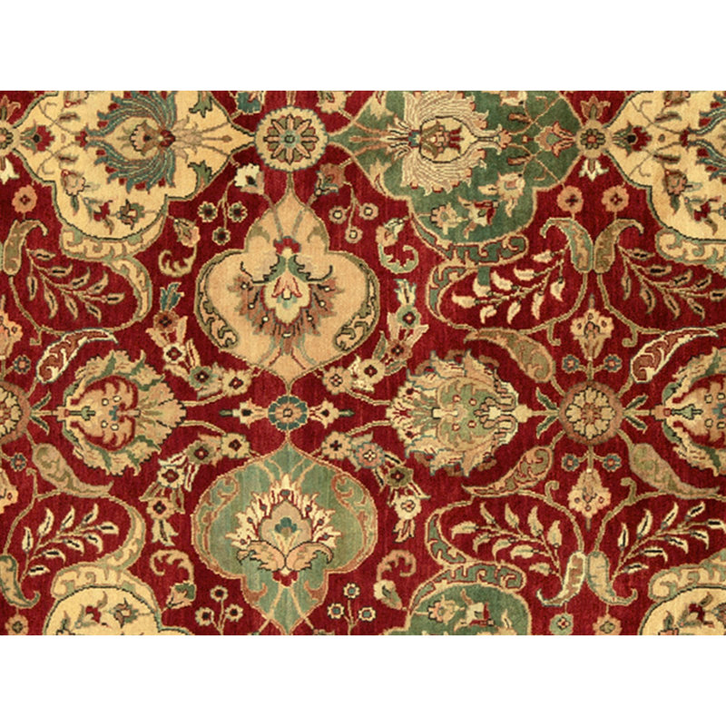 Tapis rouge et crème noué à la main de haute qualité