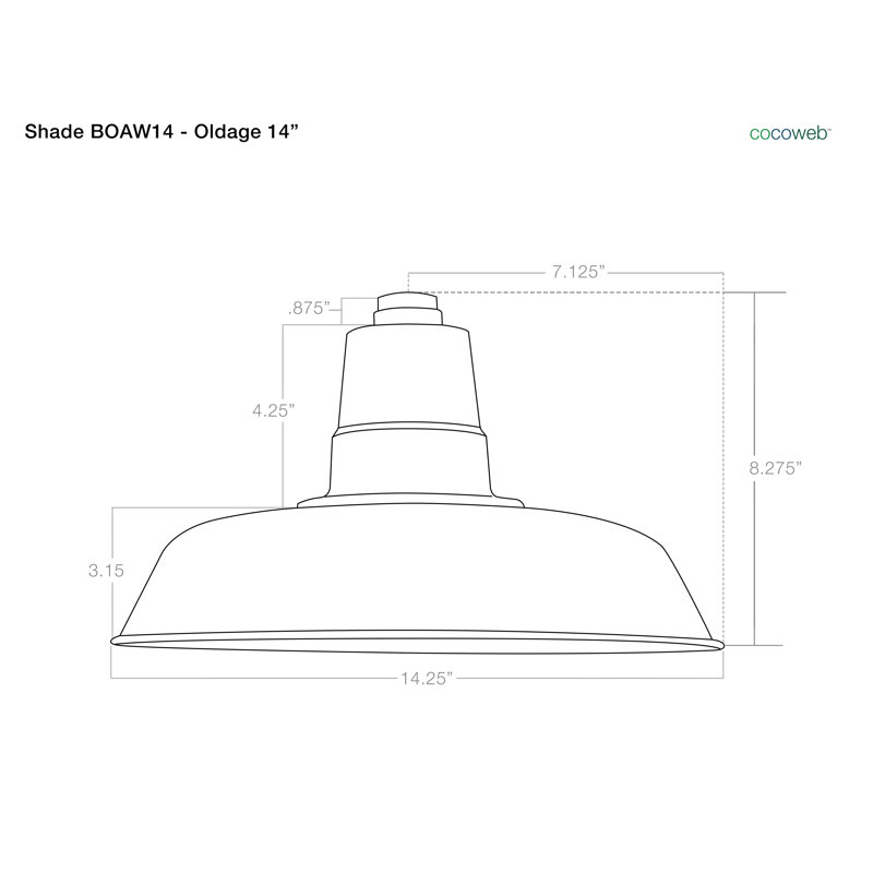 Luminaire de grange d’extérieur à del Haleigh, H 12 po x l 14 po x P 36 po, Argent galvanisé