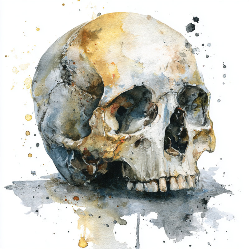 «Watercolor Skull Vision», art mural sur toile tendue, H 30 po x l 30 po