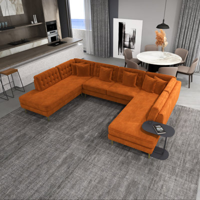 Wurth 130.7" Wide Velvet Symmetrical Sectional