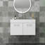 Meuble-lavabo mural 32 po avec lavabo, meuble-lavabo mural avec portes doubles, armoire de salle de bain murale, charnières à fermeture en douceur, longues poignées en métal, lavabo en céramique, blanc brillant