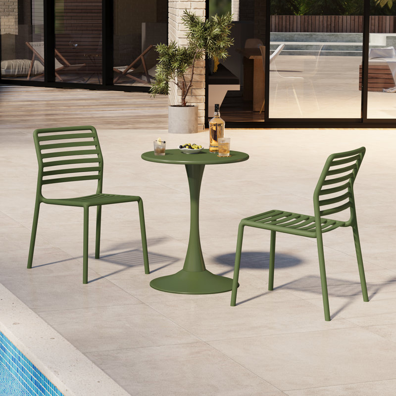 Ensemble repas d'extérieur rond, Vert