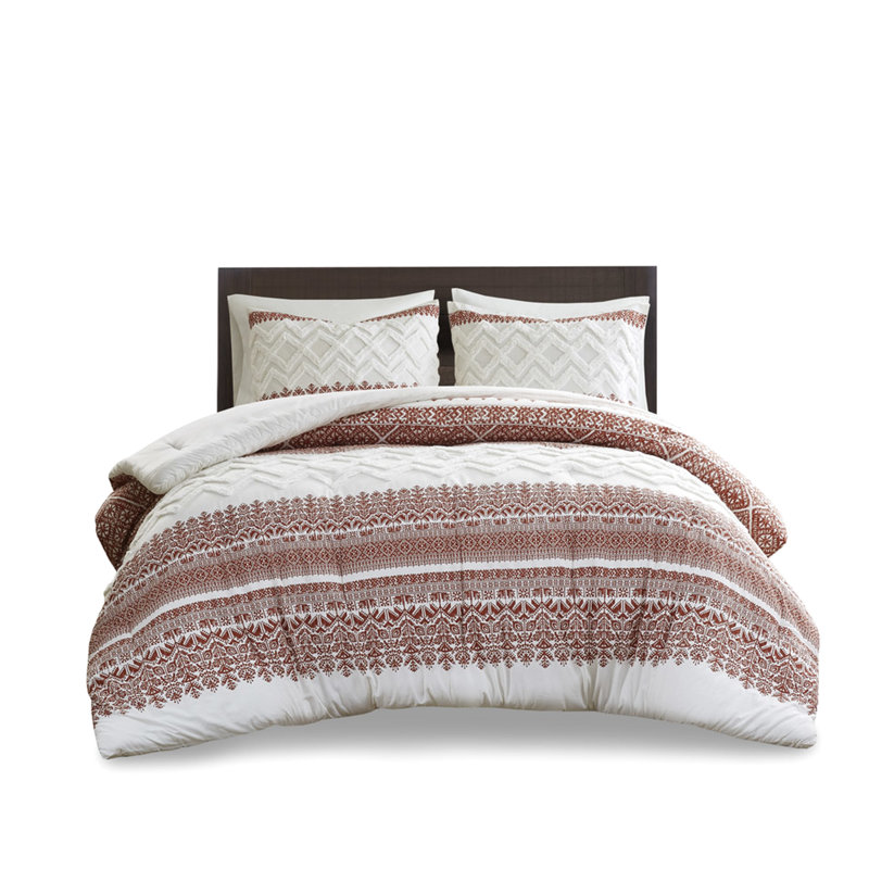 3 pièces d'édredon en coton de couleur - Literie à motif touffeté en chenille