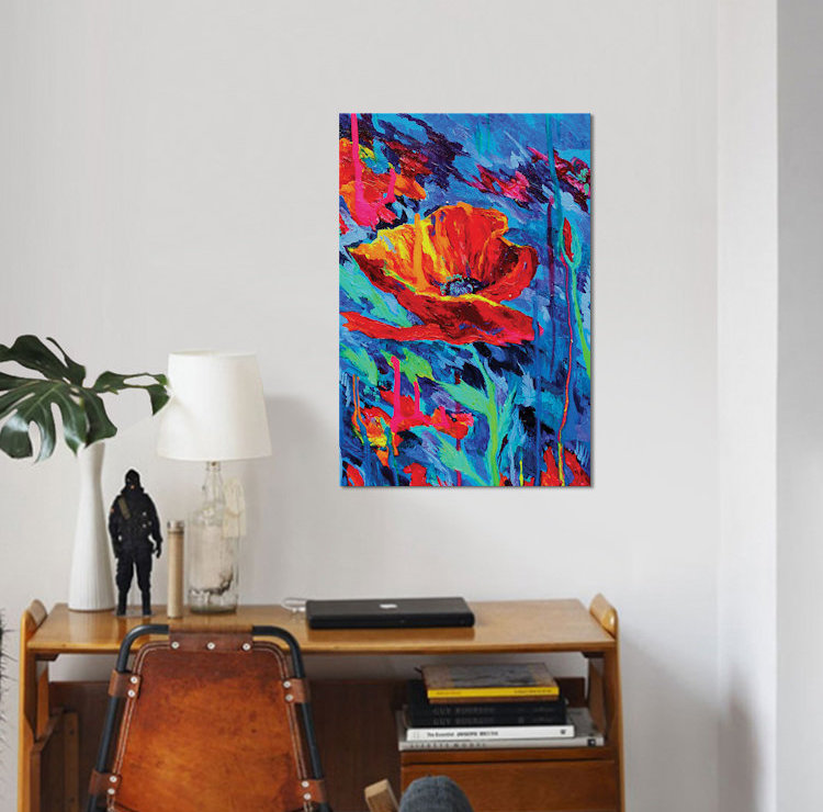 « abstract pops », reproduction sur toile, H 18 po x l 12 po x P 1,5 po, Pas de tapis, Toile tendue