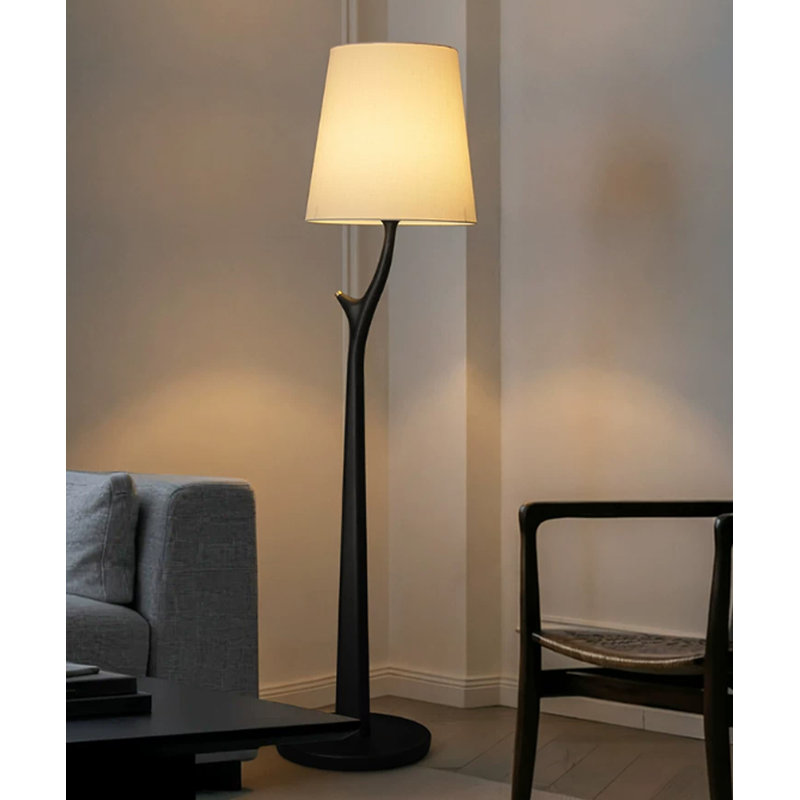 Lampe sur pied en tissu massif avec abat-jour en bois massif Creative Creative sens
