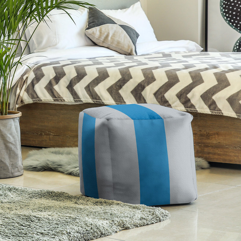 Repose-pieds cubique Tennessee, H 13 po x l 13 po x P 13 po, Argent / bleu Maya