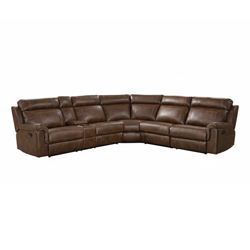 Canapé modulaire inclinable de droite de 151 po Kuo, Polyester à 100 % de couleur brune