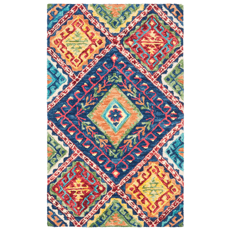 Vahakn Hand Tufted Wool Geometric Rug, Rectangle 3' x 5'