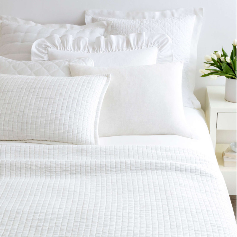 Lush Linen Puff Sham, White, Euro