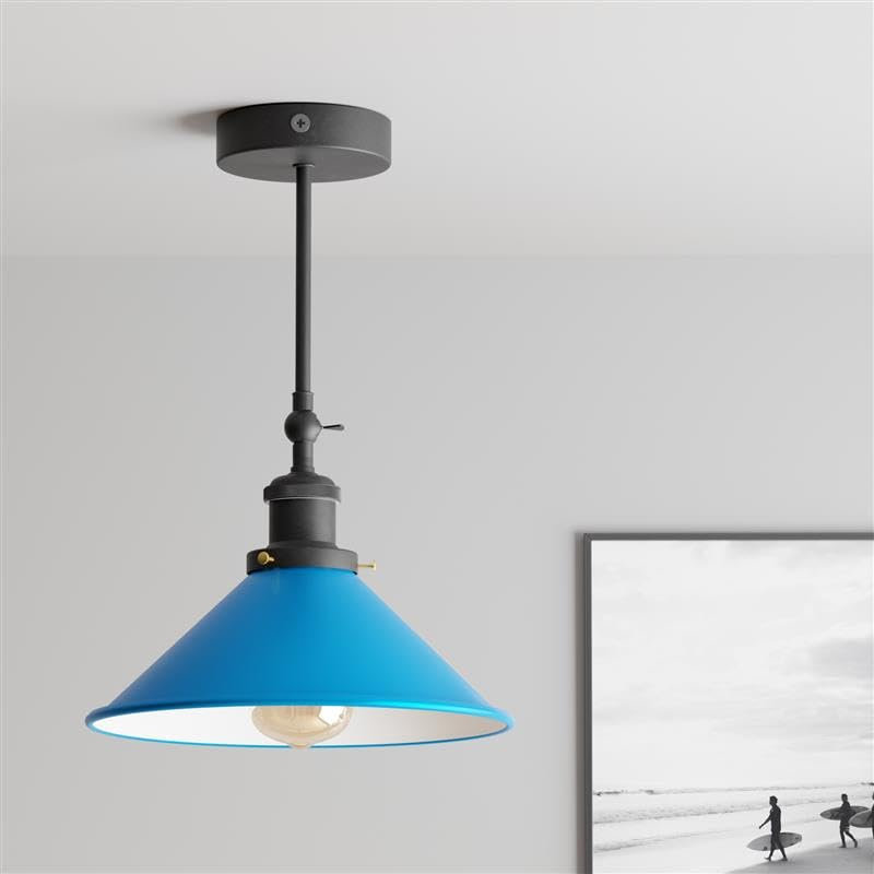 Modern Adjustable Semi Flush Mount Ceiling Light with Cone Shade, Blue