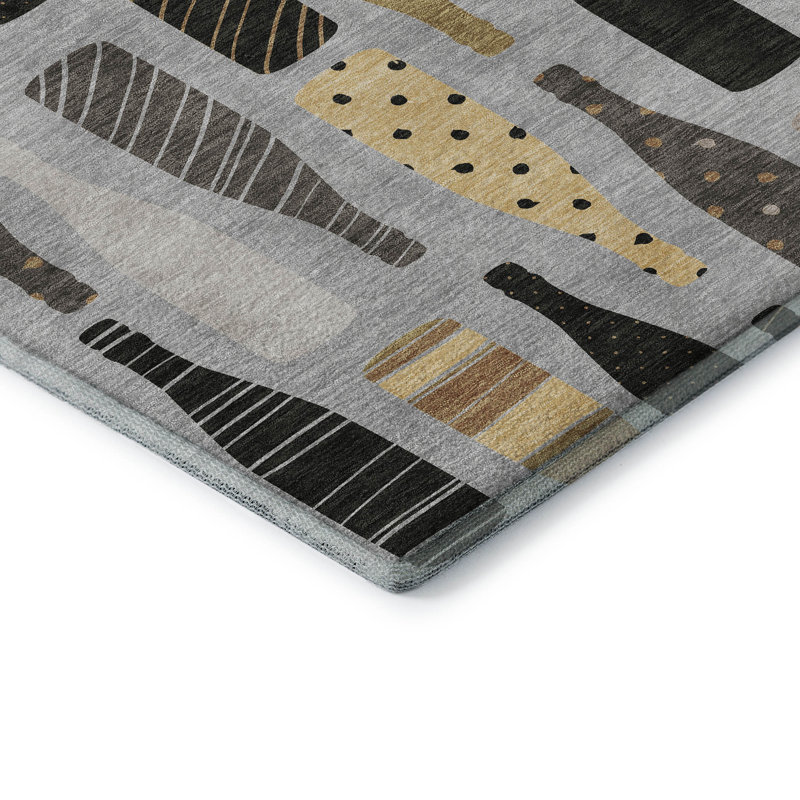 Addison Red and Gray Washable Synthetic Runner Rug