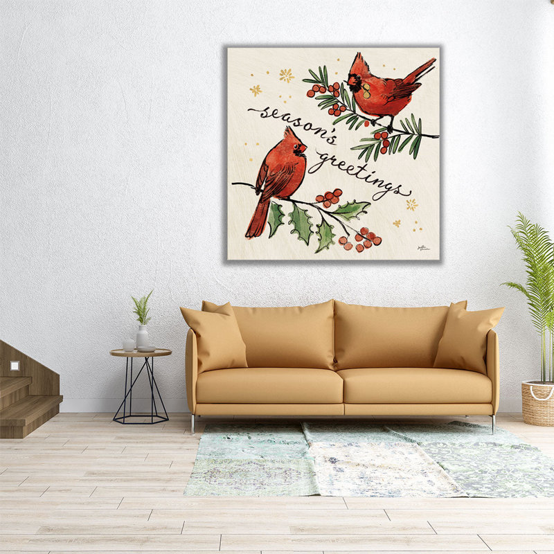 «Christmas Lovebirds X», reproduction d'art sur toile, H 30 po x l 30 po