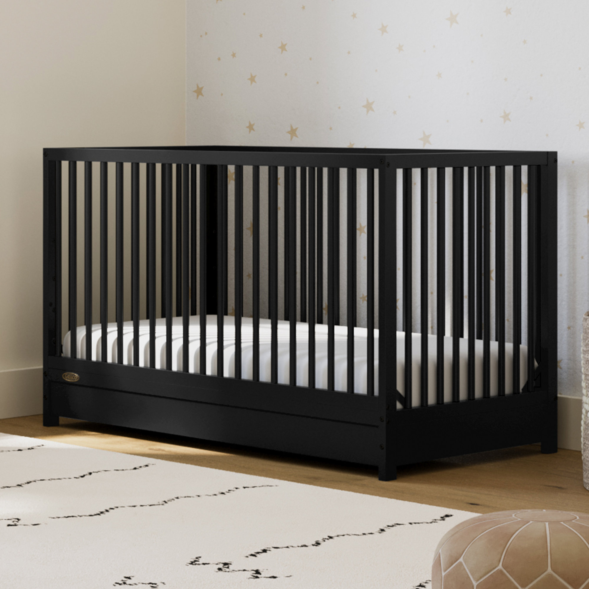 Teddi 5-in-1 Convertible Crib with Storage, Black, Crib