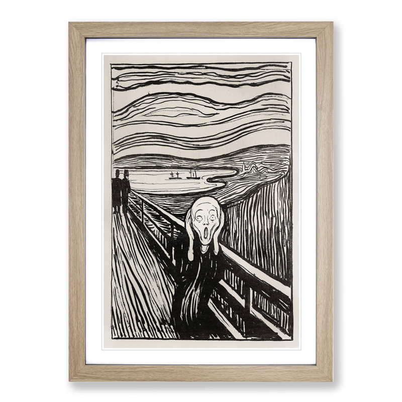 The Scream Sketch by Edvard Munch - Framed Print, Oak Framed, 65cm H x 48cm W x 2cm D