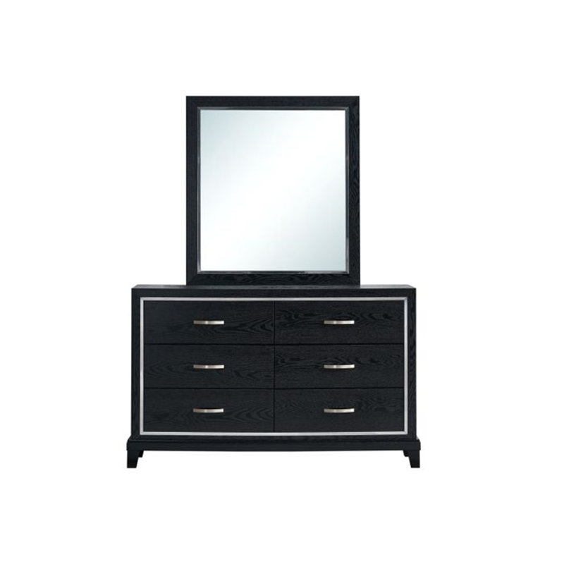 Commode 6 tiroirs Livingston noire (sans miroir)