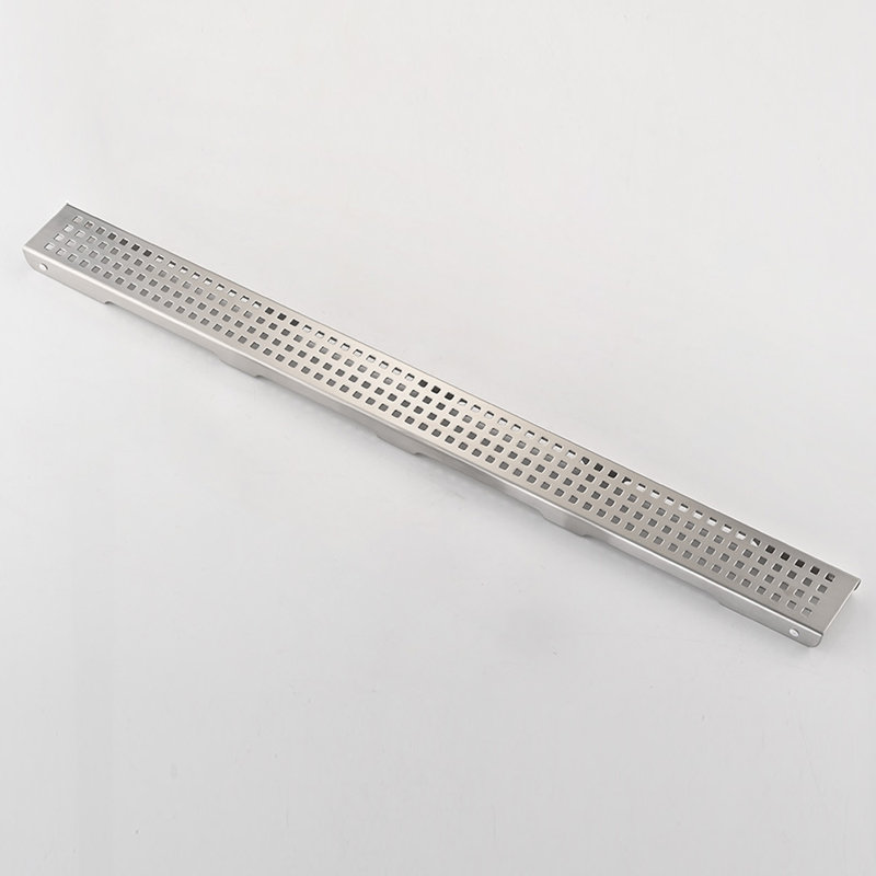 Linear Grid Shower Drain With Leveling Feet In Brushed Nickel