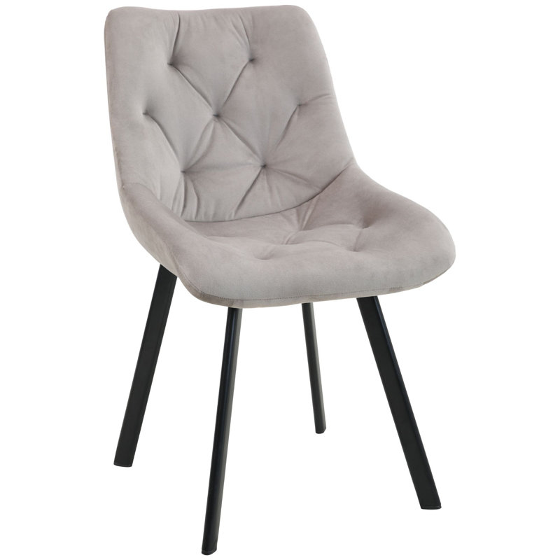 Kanorado 49cm H Tufted Velvet Upholstered Upholstered Back Side Chair in Beige