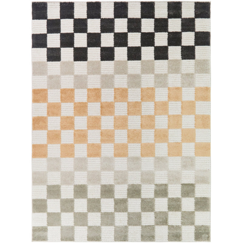Tapis orange / gris anthracite Dominick, 7 pi 10 po x 10 pi