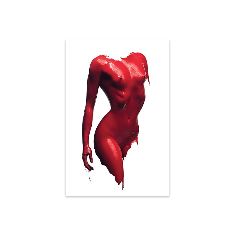 Woman Body Red Paint Print On Acrylic Glass