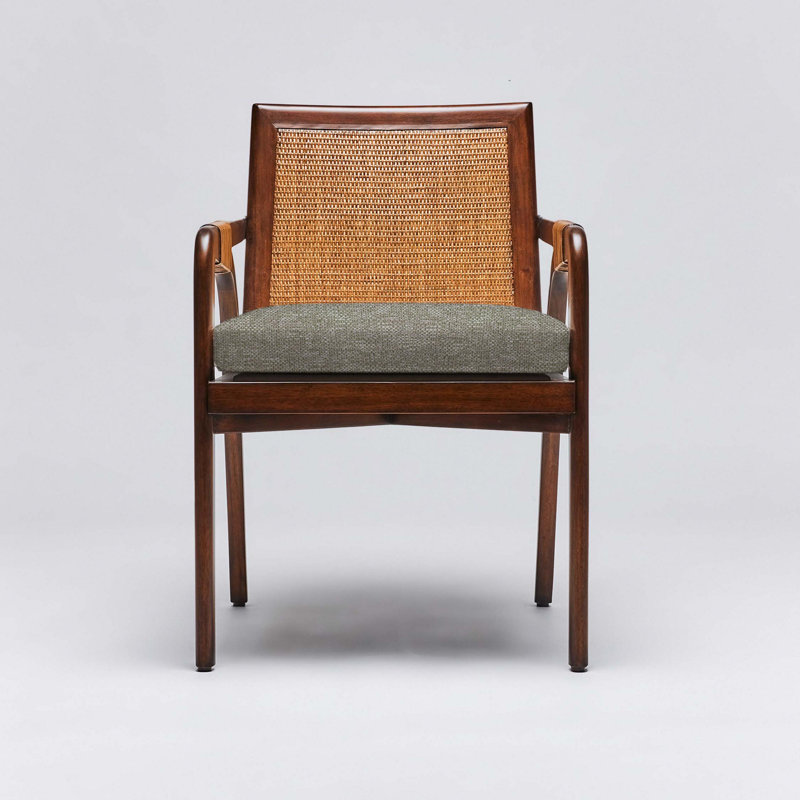 Delray Upholstered Arm Chair, Chestnut, Hemp Loop