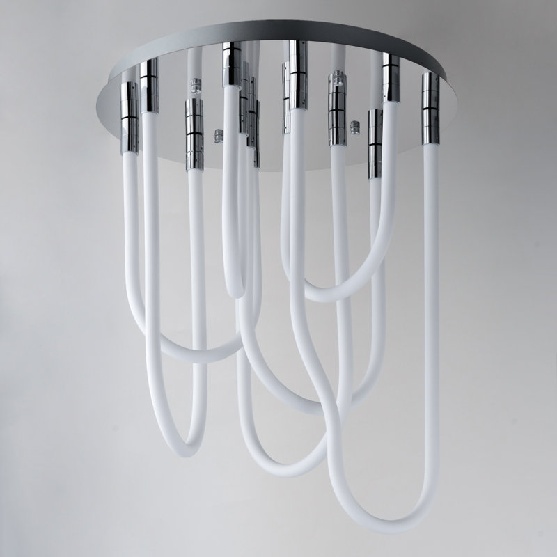 Soleil-Flush Mount Chandelier, Polished Chrome