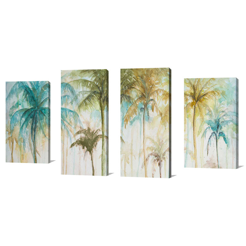 "Watercolor Palms" par Patricia Pinto, ensemble de 4 reproductions sur toiles, H 30 po x l 56 po x P 1 po