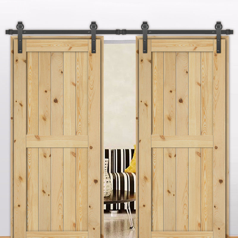 Heavy-Duty Black Steel Sliding Barn Door Hardware Kit