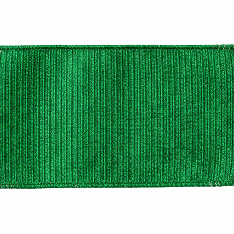 Bande plissée métallique de 4 po X10 Yds avec ruban rouge., Vert