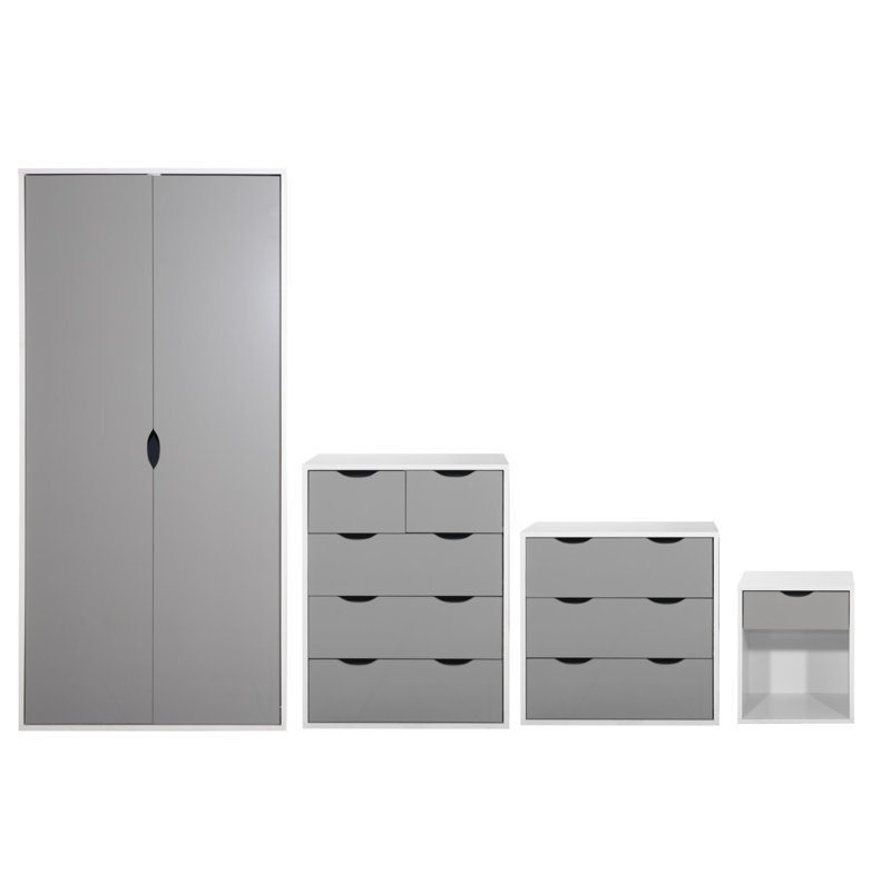 Wilkens 40cm W Manufactured Wood Bedside Table, White/Grey