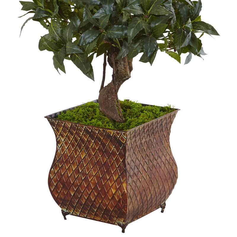 54'' Faux Boxwood Tree in Metal Planter
