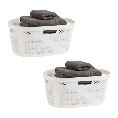  40L Laundry Basket, Clothes Hamper, Ventilated, Plastic, 23"L x 14.5"W x 10.5"H, 2 Pack