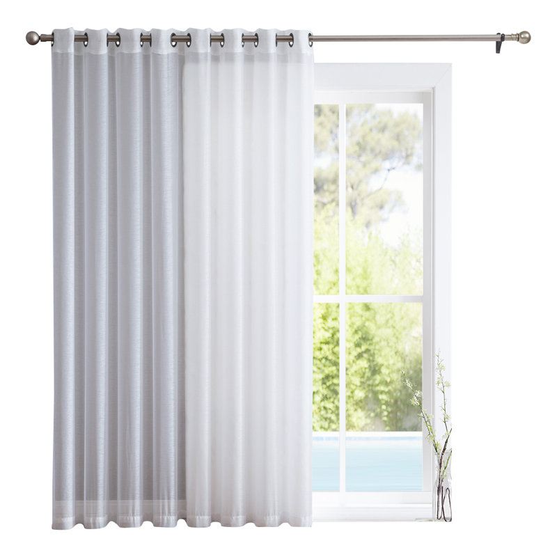 Semi Sheer Curtain Single Panel, White, 100" W x 84" L
