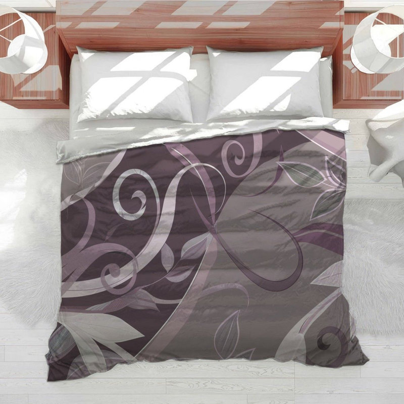 Trendy Floral Plush Microfiber Duvet Cover, King Duvet Cover