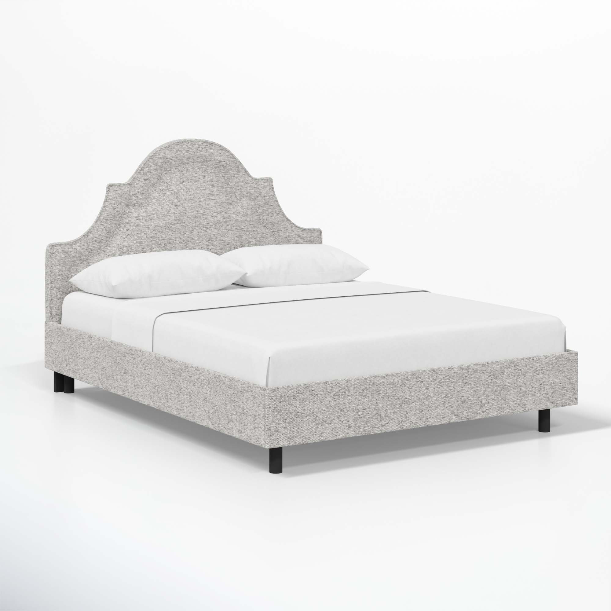Knipe Upholstered Scalloped Bed, Milsap Spray Sustain® Tweed, Twin
