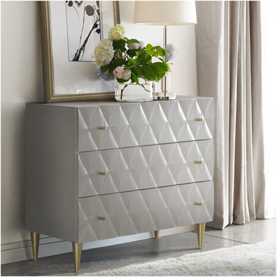 Anson Metallic Silver & Champagne Finish Console Cabinet