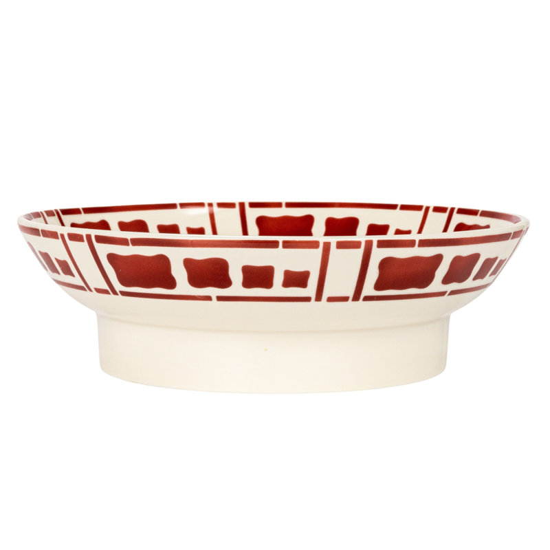 Hand-Painted Stoneware Footed Bowl With Pattern