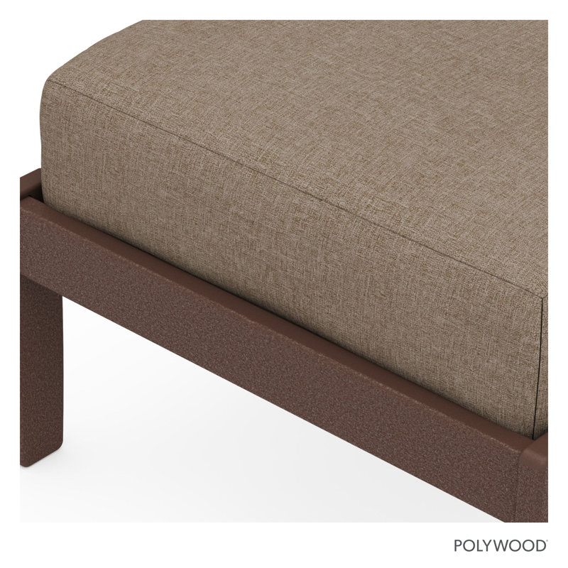 Repose-pieds Braxton, Structure acajou / coussin en toile de jute épice