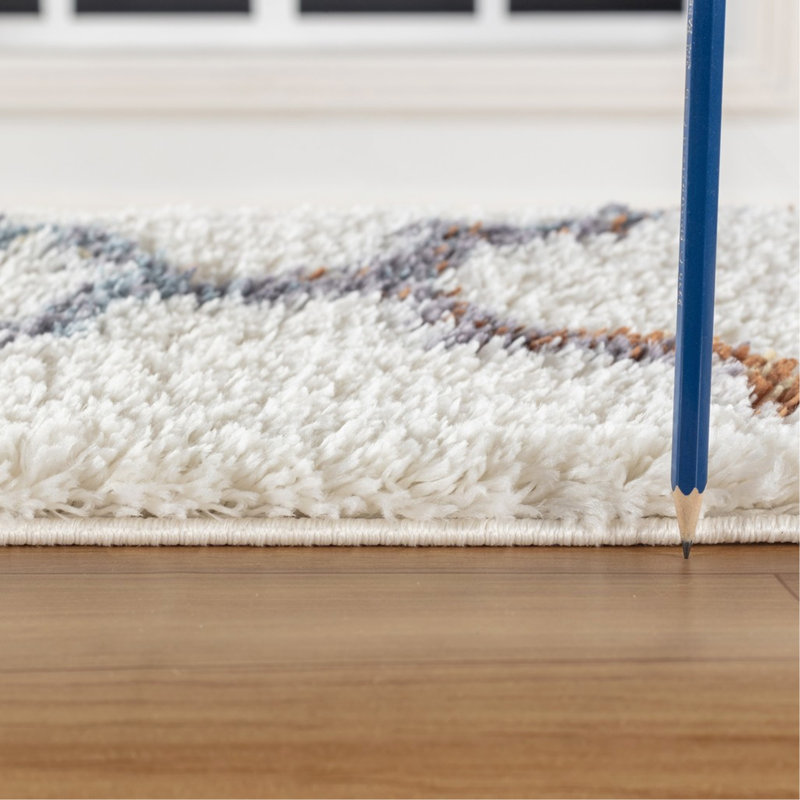 Ivoire 5 pi 3 po X 7 pi Tapis à poils longs, Rectangle 5 pi 3 po x 7 pi