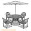 Table de salle à manger ronde de patio de 122 cm (48,03 po) avec trou pour parasol et 4 chaises empilables avec coussins bruns, ensemble de 5 pièces-90149369
