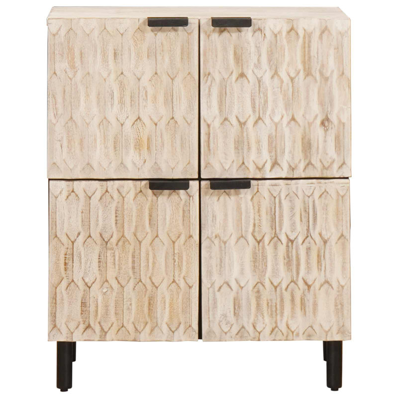 Solid Wood Standard Accent Cabinet, Black/White Wash