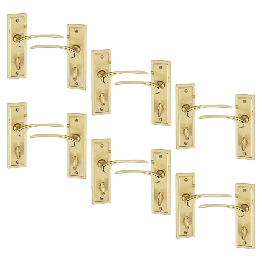 6x Dual Metal Lever Latch Door Handles Set