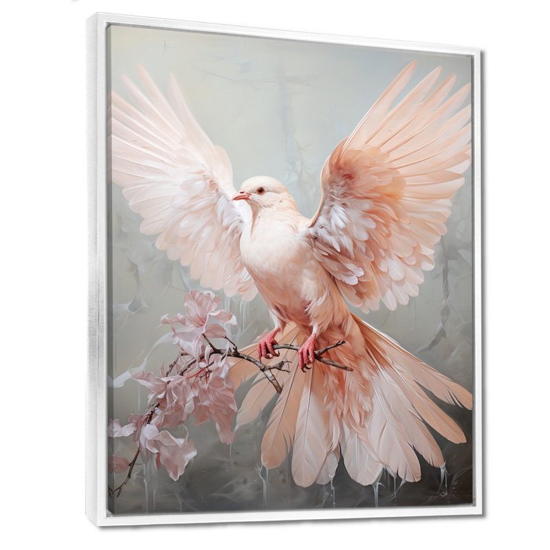 «Pink Dove Winged Messenger», reproduction sur toile encadrée, H 44 po x l 34 po x P 1,5 po, White Floater Framed