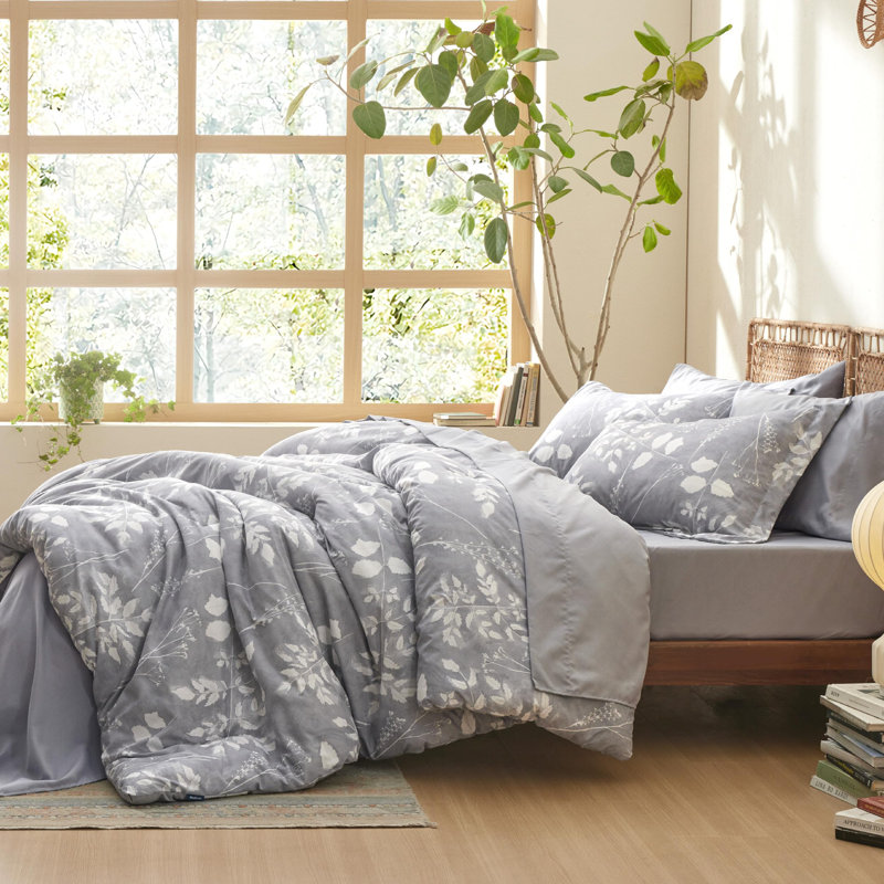 Couvre-lit dans un sac - Motif floral et végétal réversible imprimé d'édredons, de draps, de taies d'oreiller et de taies décoratives, 89 g / m²