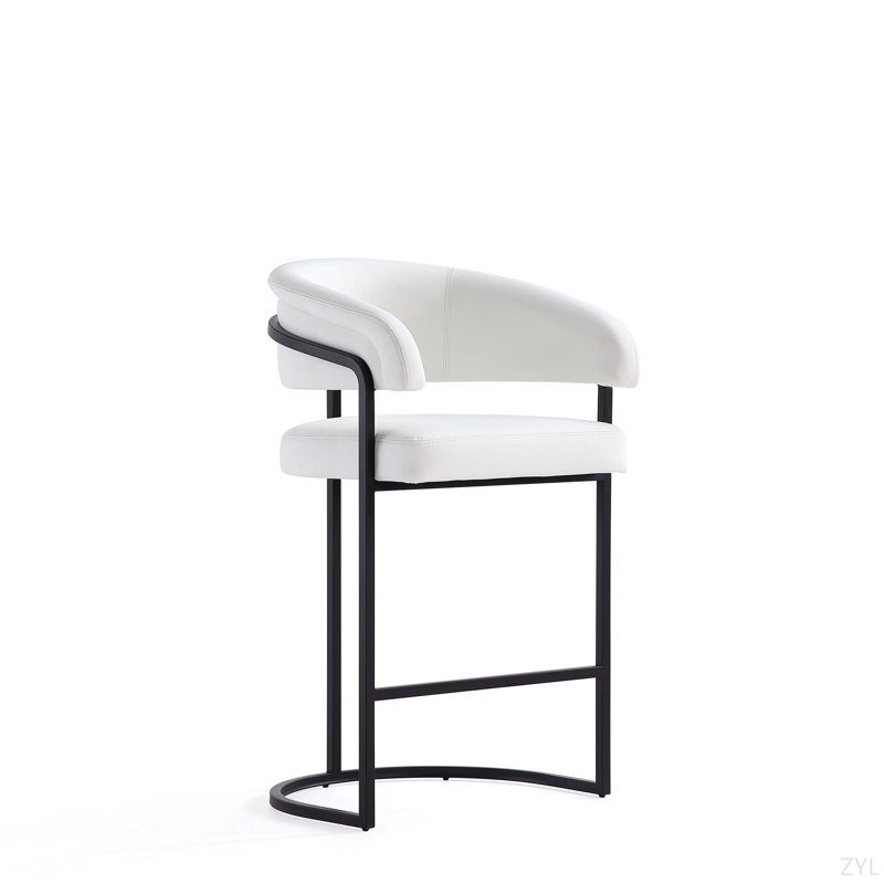 Tabouret de comptoir en similicuir Augusta, Blanc