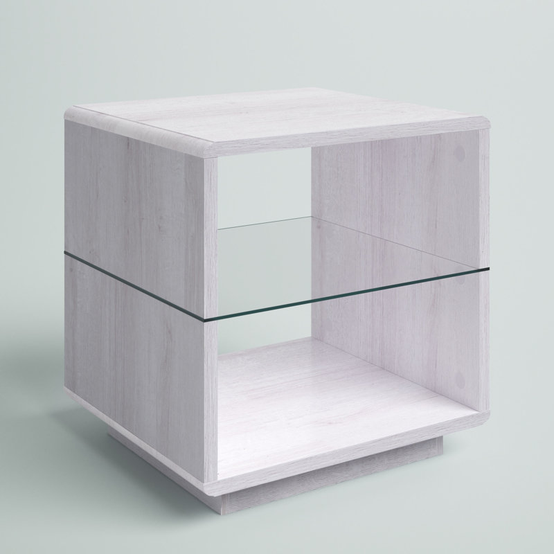 Table de bout avec rangement Volker, Chêne blanc