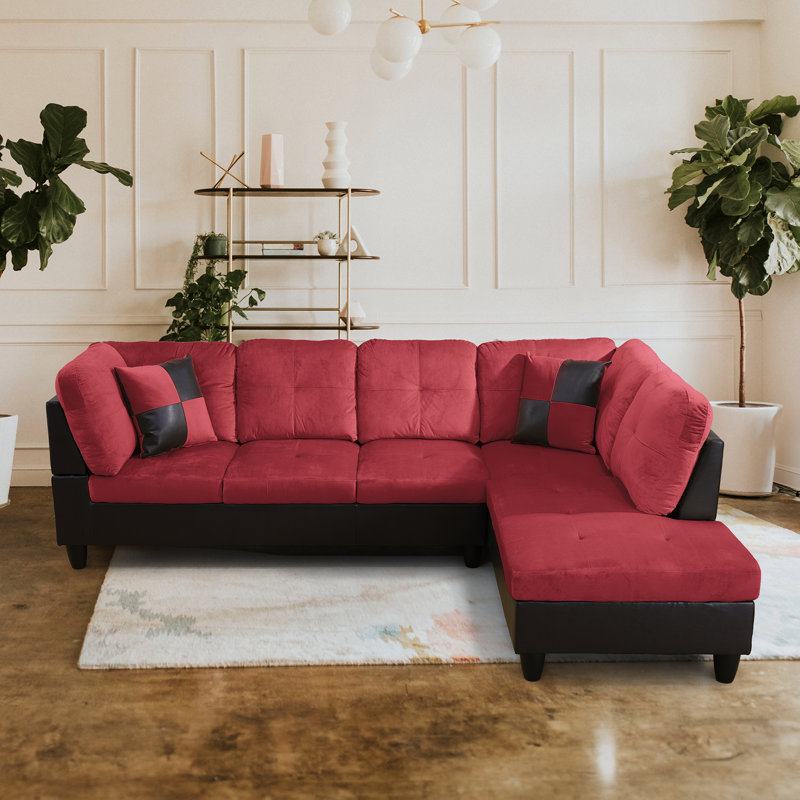 Canapé modulaire 2 pièces Laurana, Velours rouge