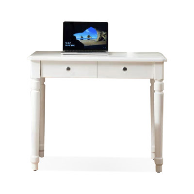 White Rectangular Solid Wood Writing desk with drawers desk