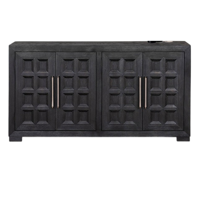 Buffet console 4 portes et tablettes Kizie, 66 po, Noir