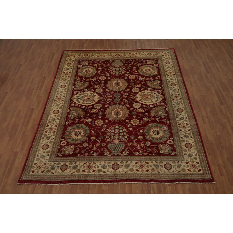 Tapis rouge grand motif floral 9 x 12 Ziegler
